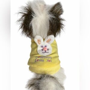 Yellow Spring Easter Dog Shirt with Bunny Embellishment size XS